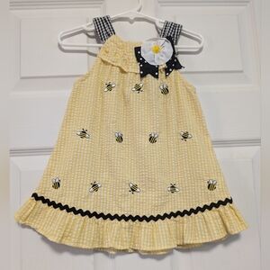 EMILY ROSE girl's yellow sleeveless dress with bee print two pieces size 18 mont